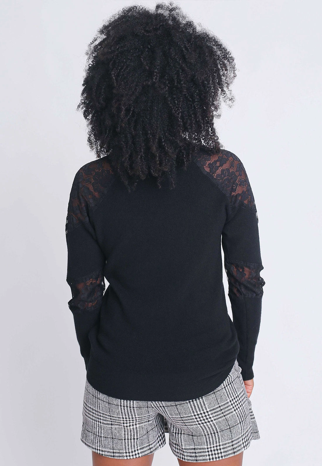 Blusa Tricô Recorte Renda