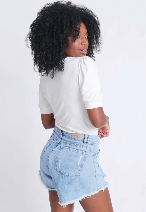 Blusa Viscose Manga Curta Bufante