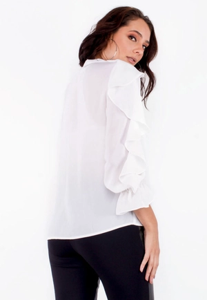 Camisa Crep Ml Babado