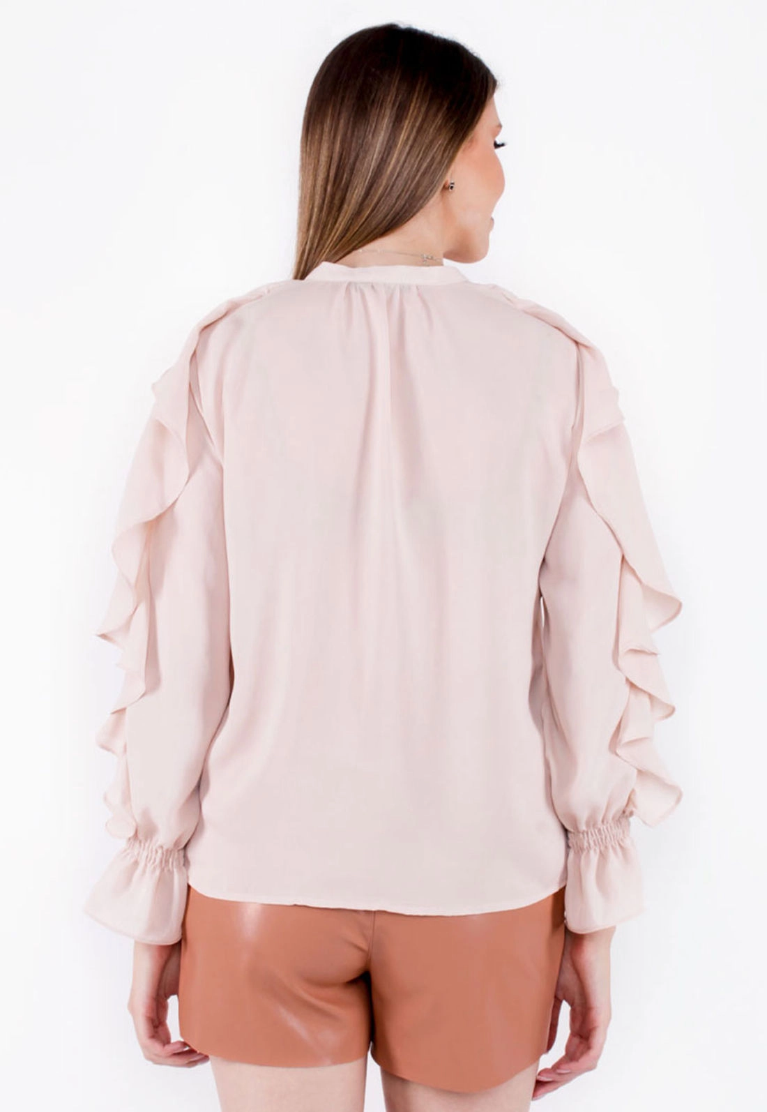 Camisa Crep Ml Babado