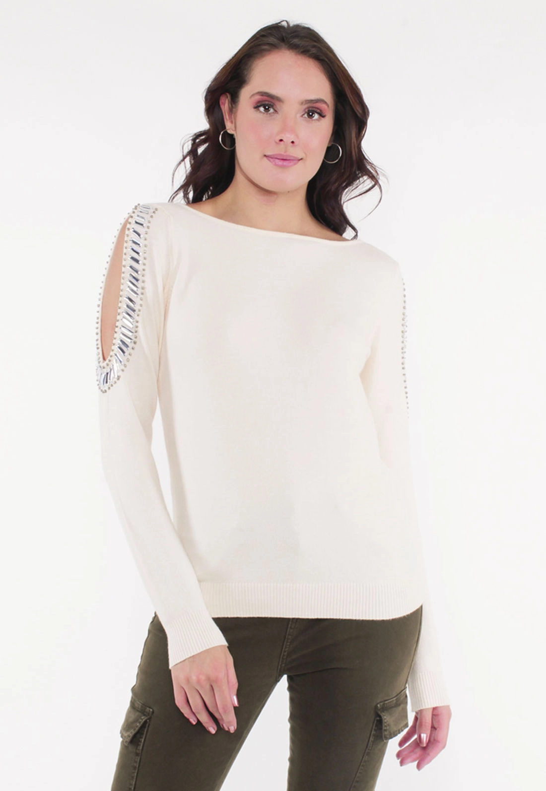 Blusa Tricô Manga Longa Bordada