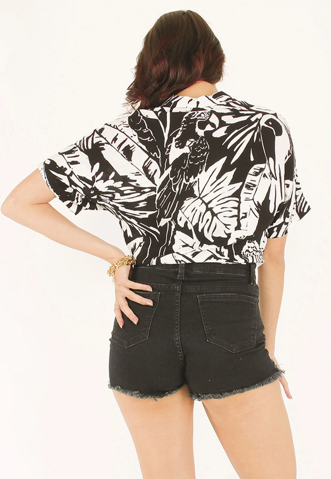 Camisa Amarração Frontal Estampada