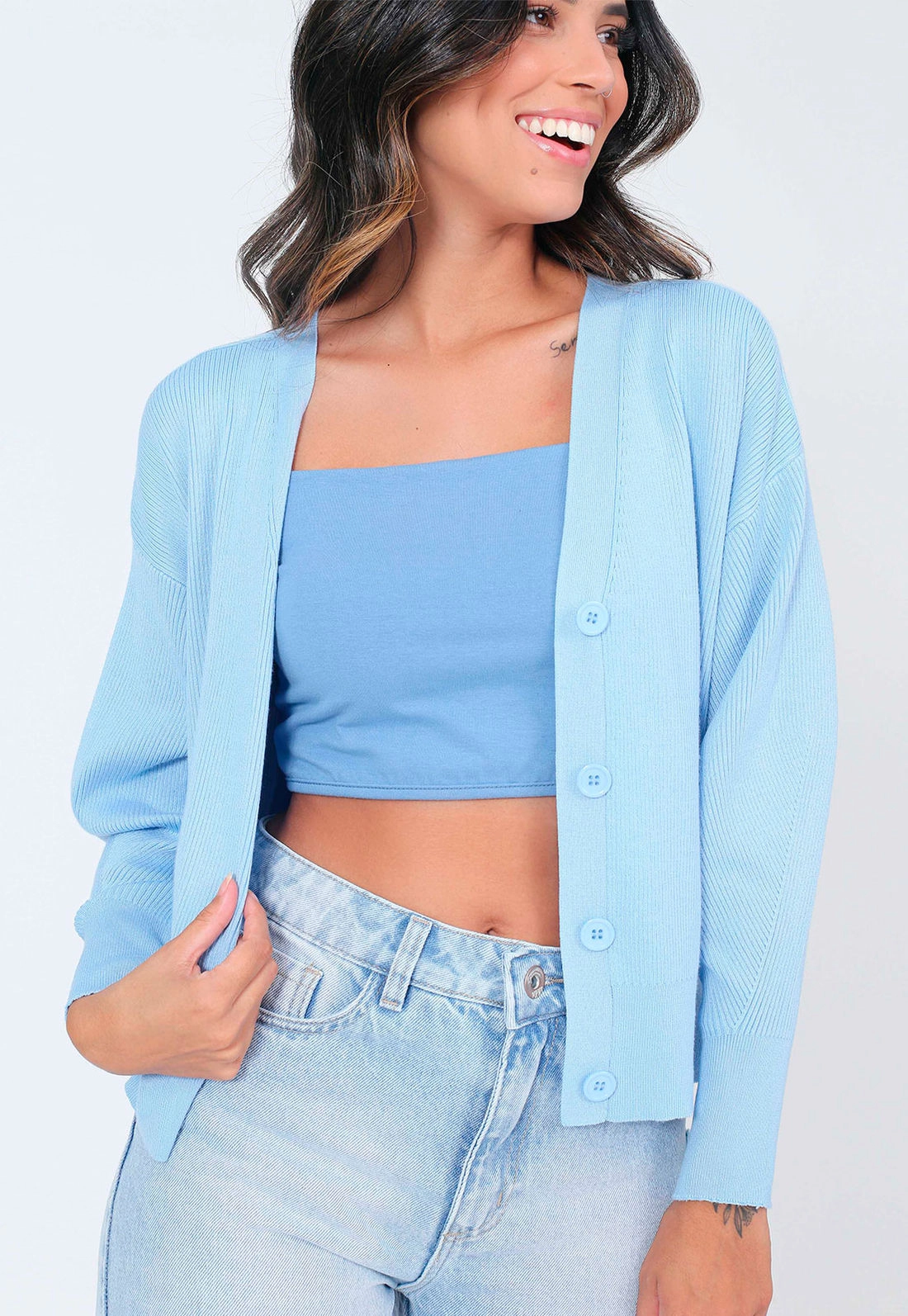 Cardigan Manga Longa Oversized g