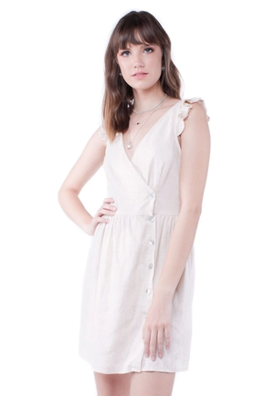 Vestido Linho Alça Babado