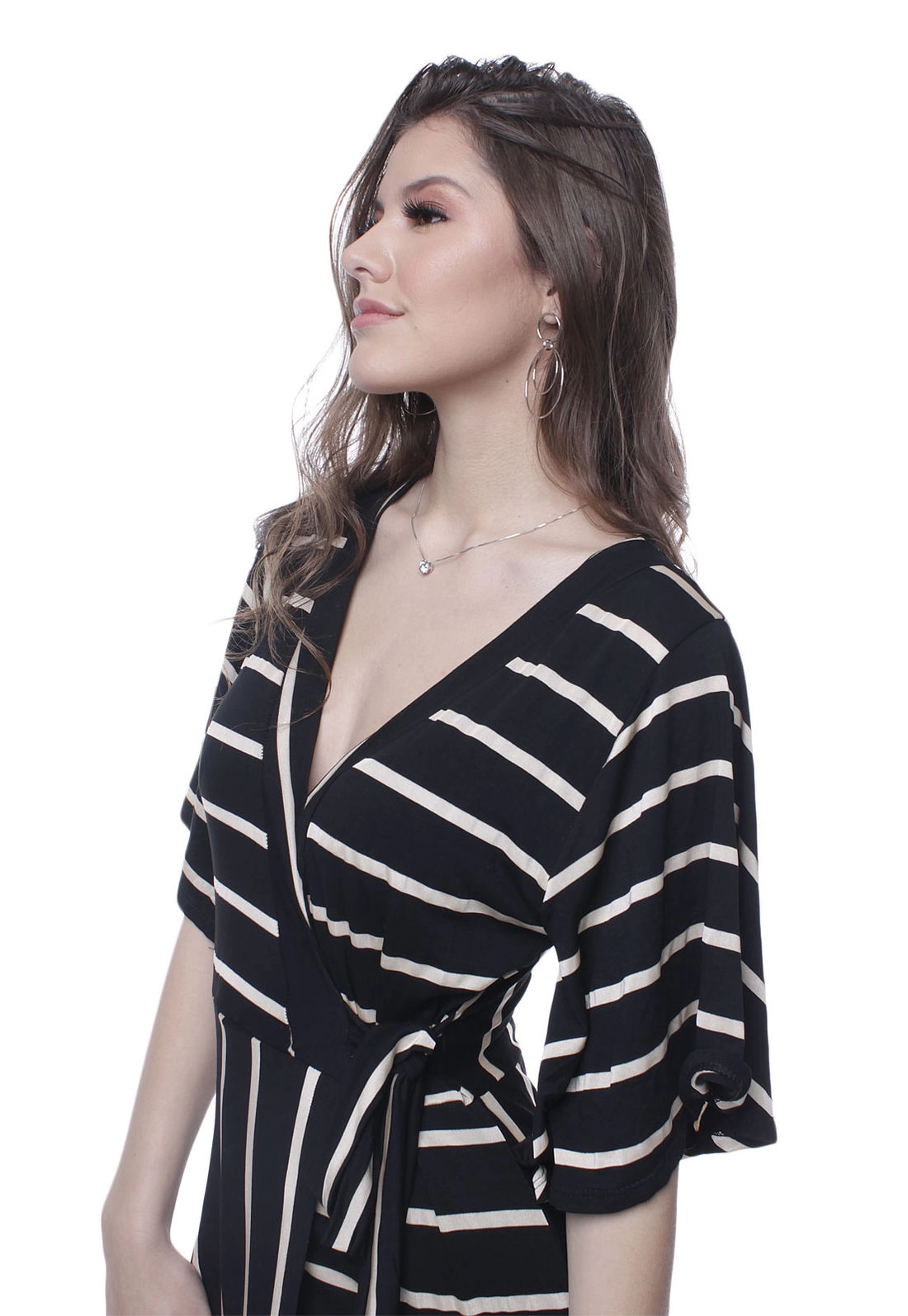 Vestido Curto Listrado Sopreposição