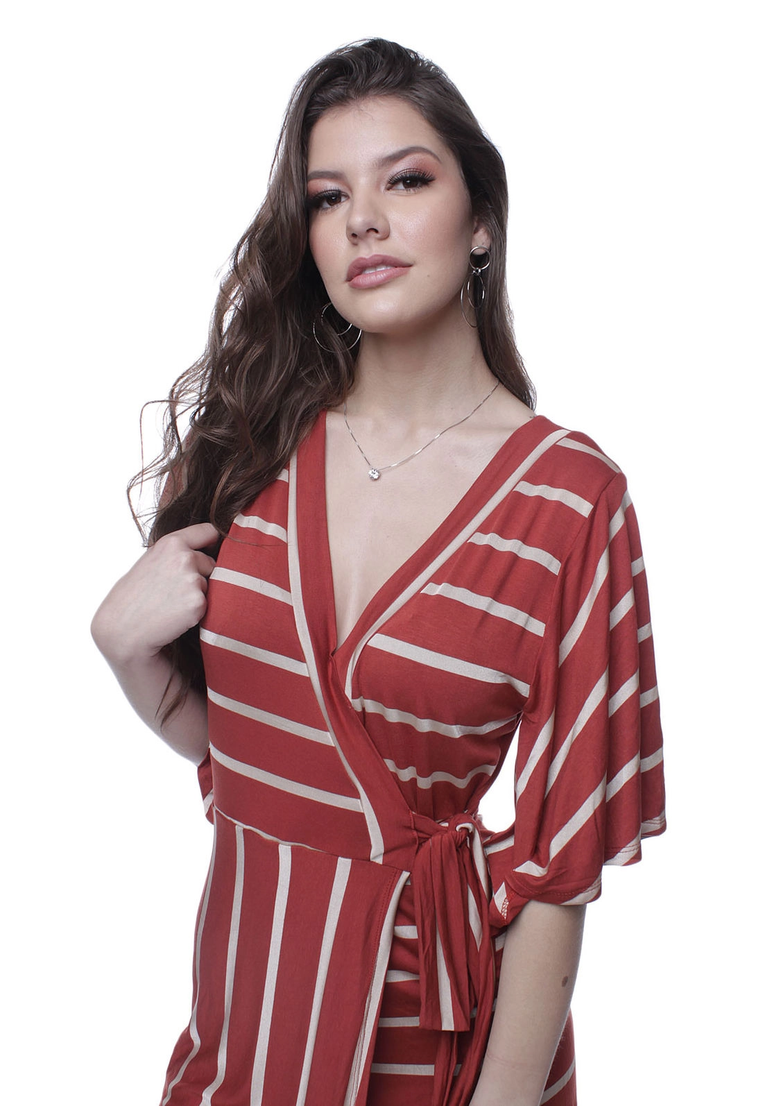 Vestido Curto Listrado Sopreposição
