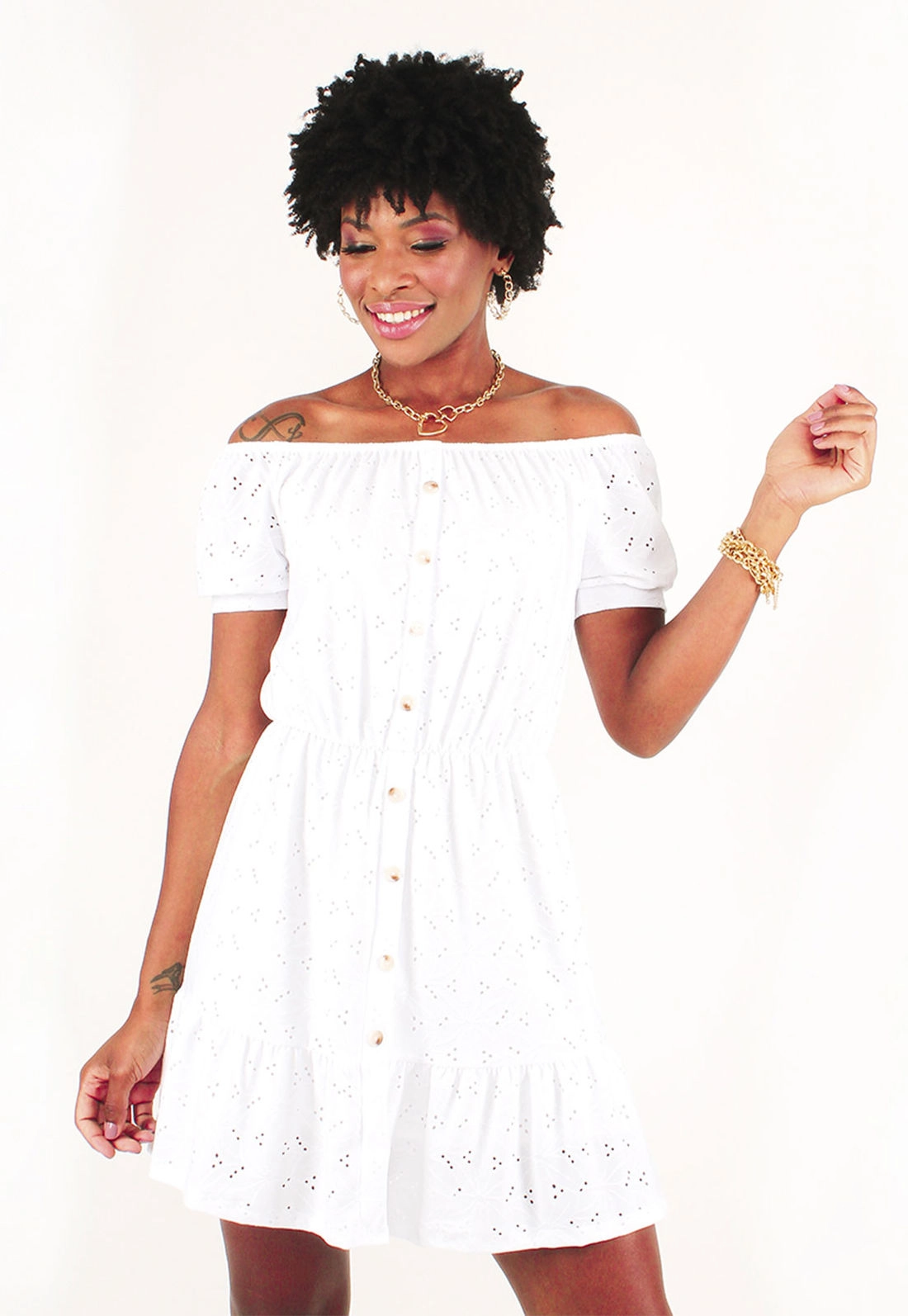 Vestido Laise Curto Botão