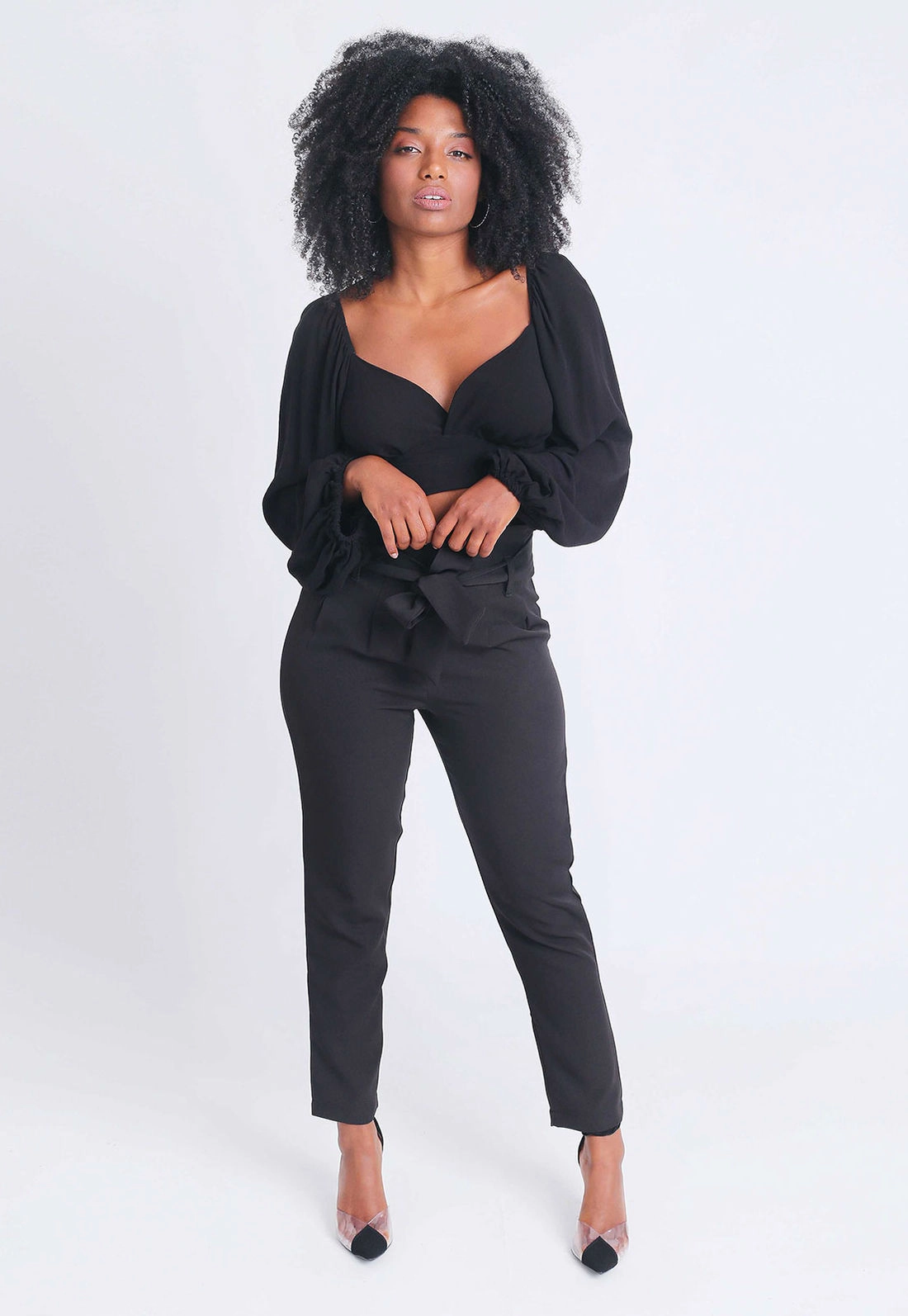 Blusa Cropped Manga Longa Bufante