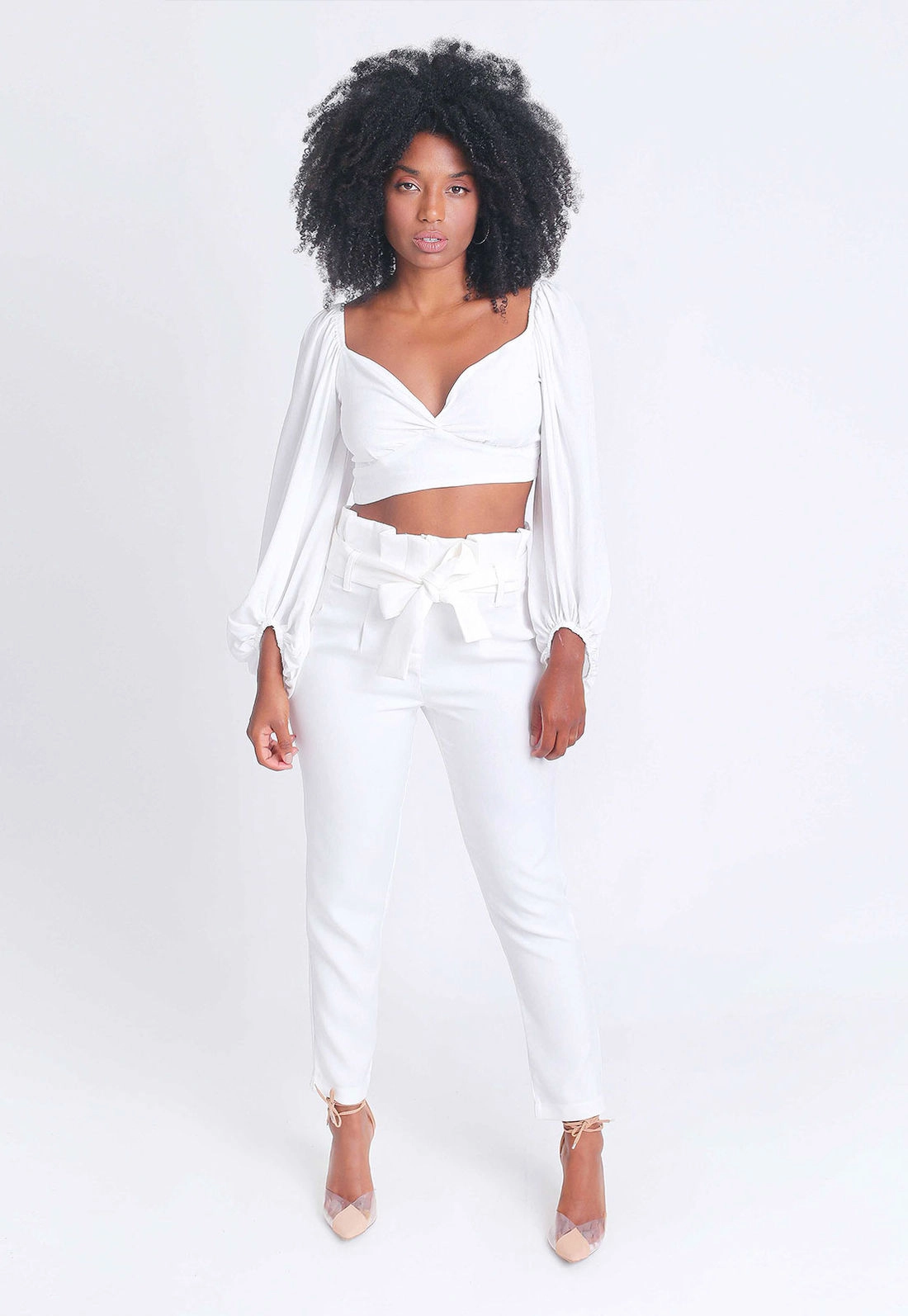 Blusa Cropped Manga Longa Bufante
