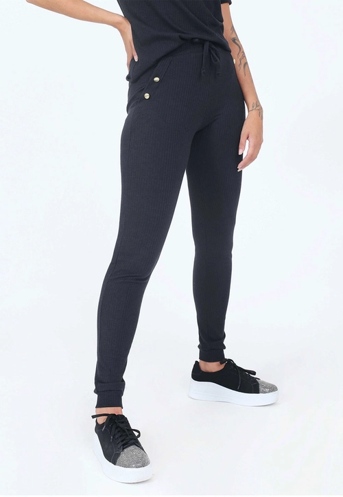 Calça Canelada Botões