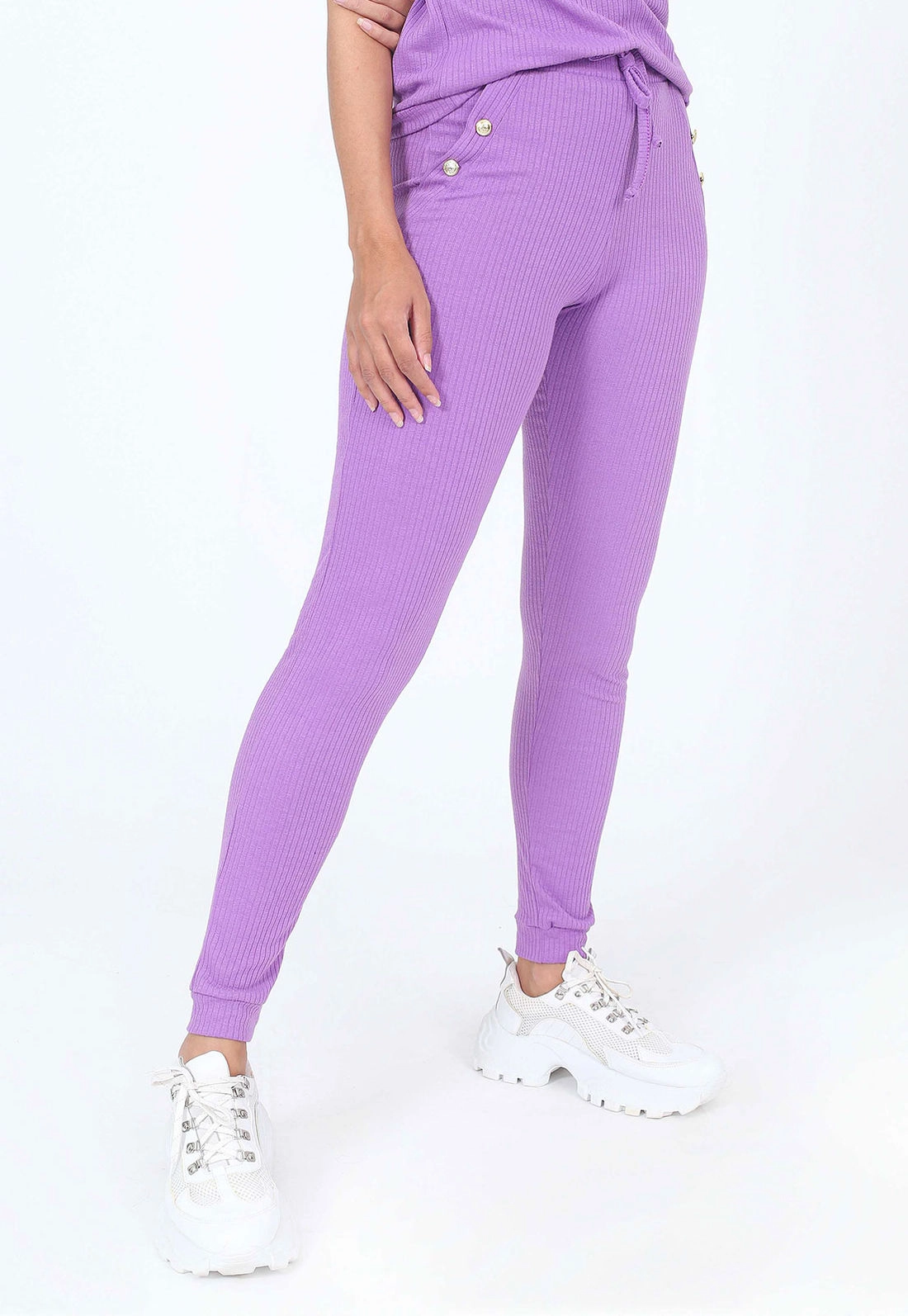 Calça Canelada Botões