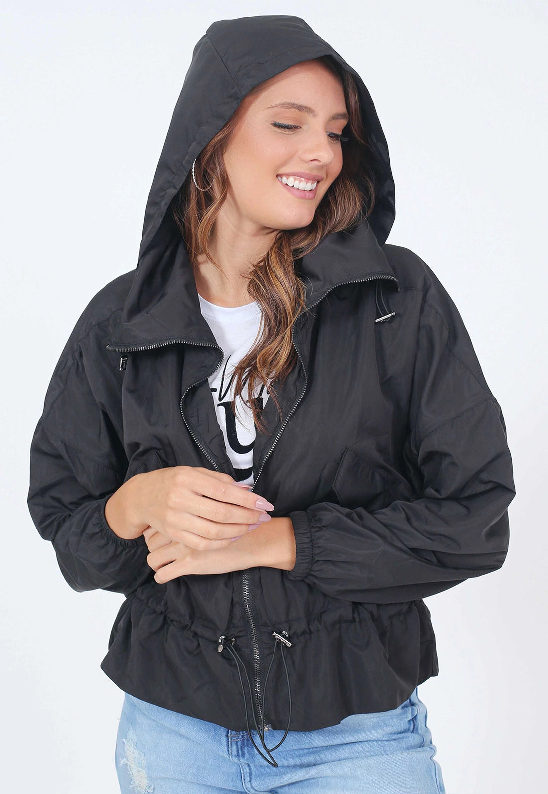 Jaqueta Nylon Puxador Capuz