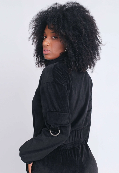 Jaqueta Cropped Veludo Glam Muse