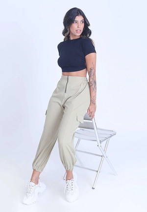 Calça Crepe Jogger Zíper Frontal