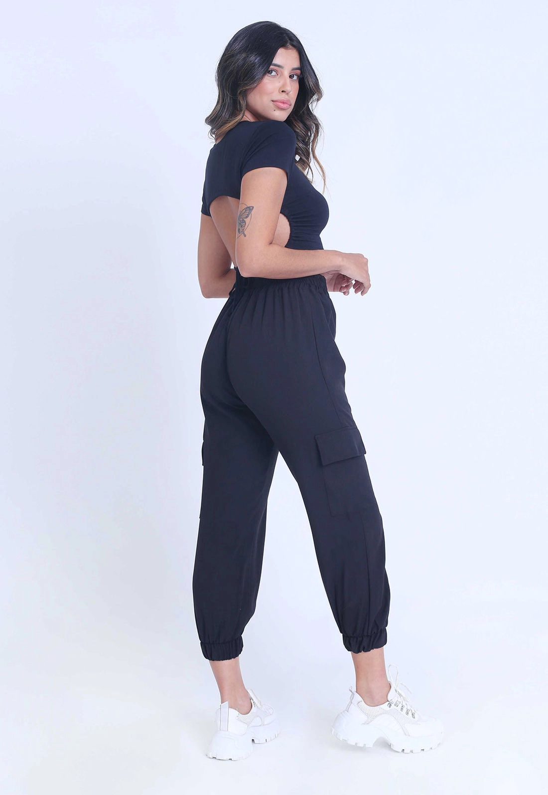 Calça Crepe Jogger Zíper Frontal