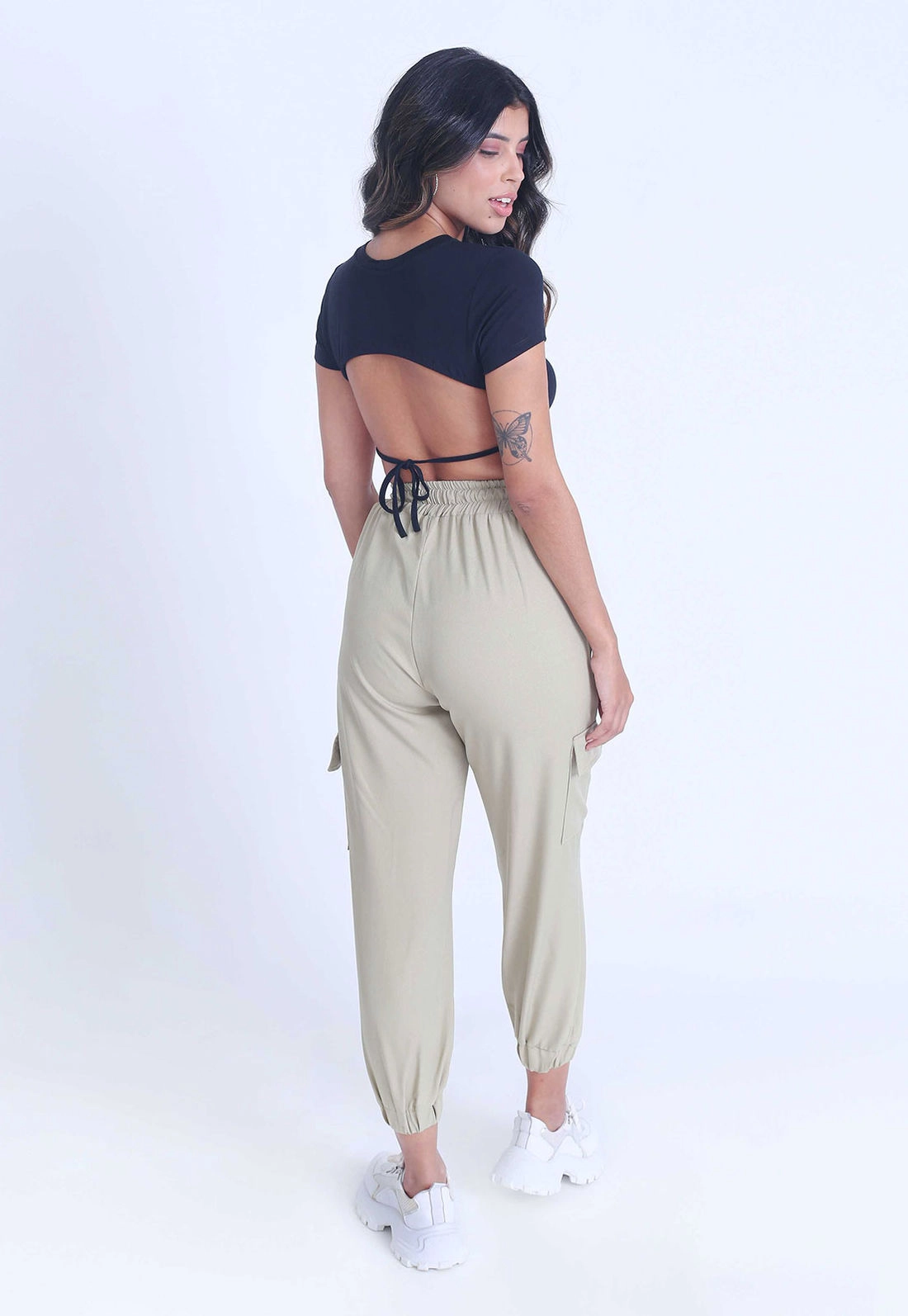 Calça Crepe Jogger Zíper Frontal