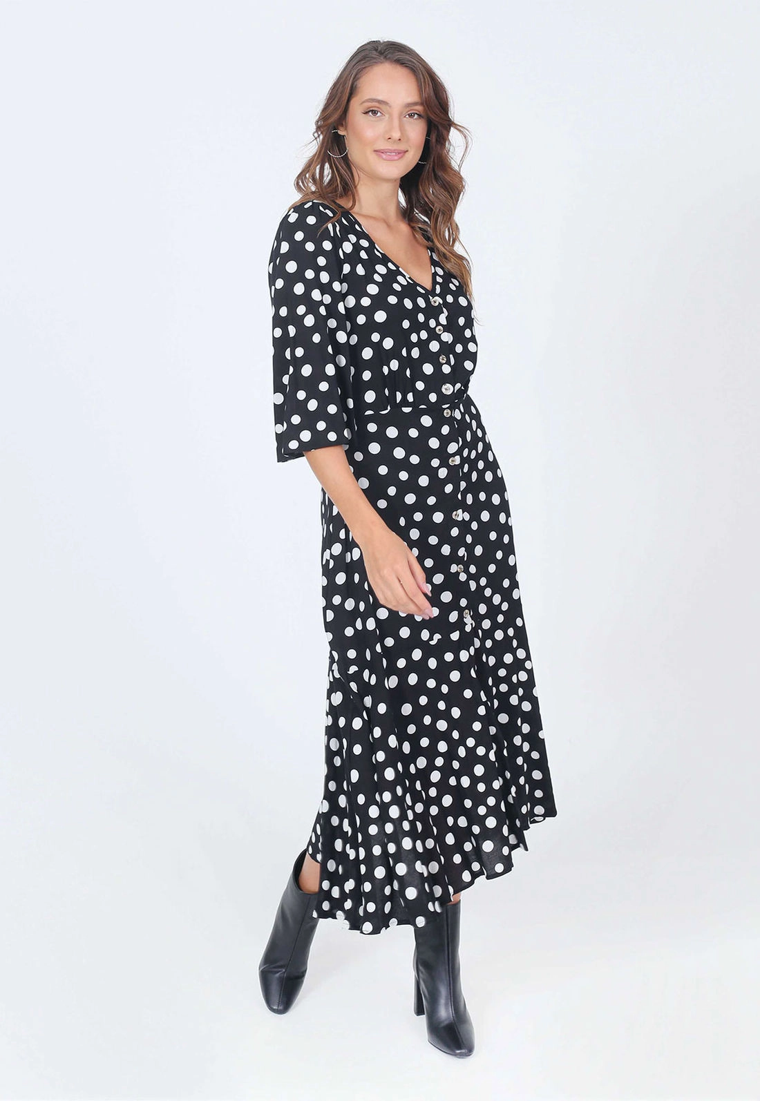Vestido Midi Manga Ampla