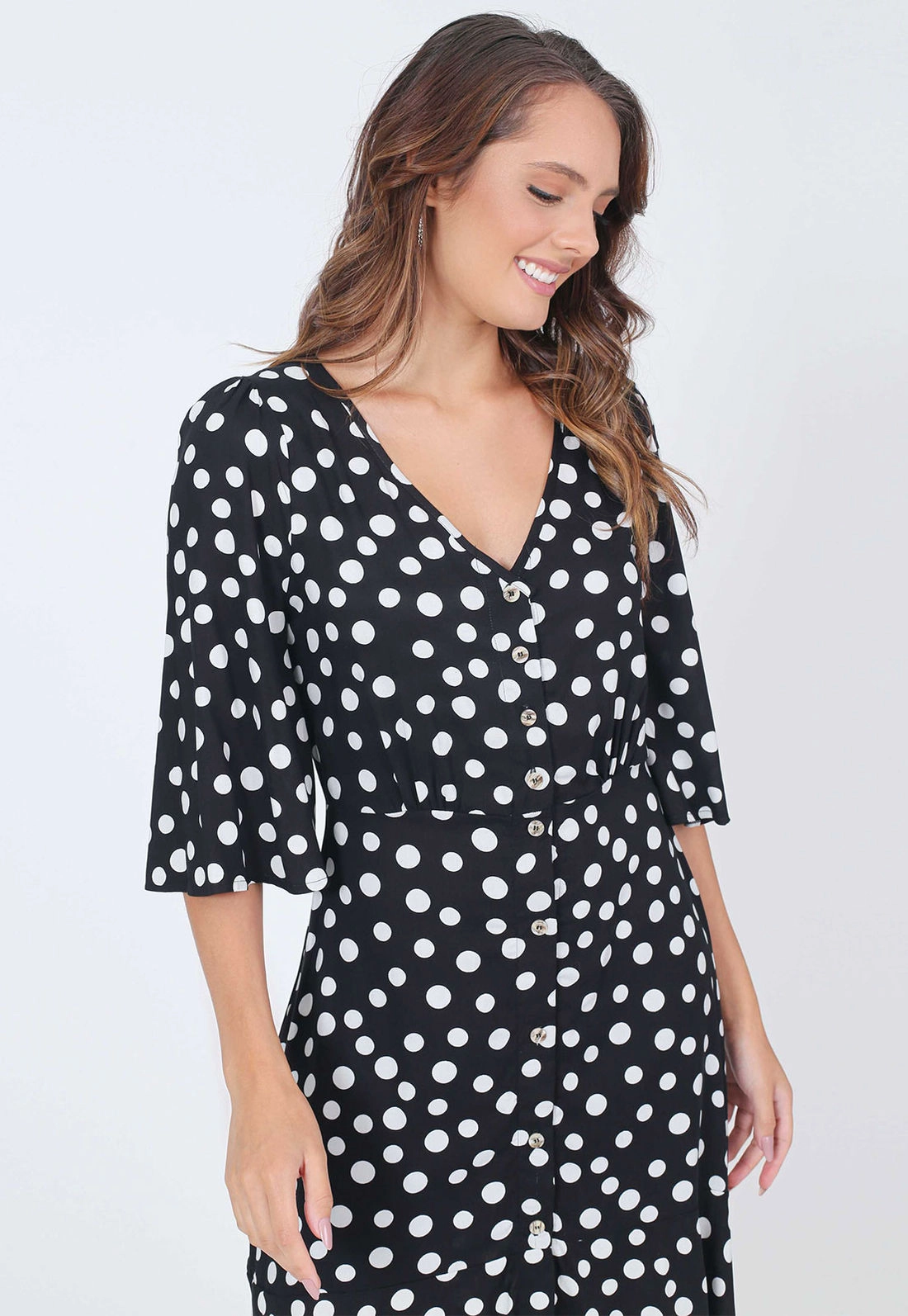 Vestido Midi Manga Ampla