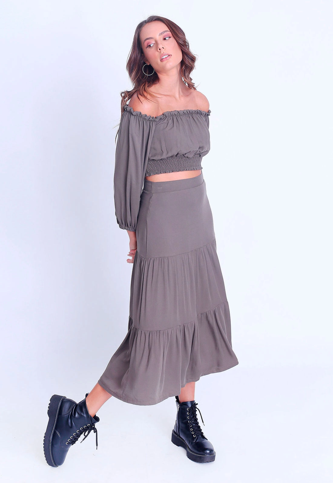 Saia Viscose Midi Camadas