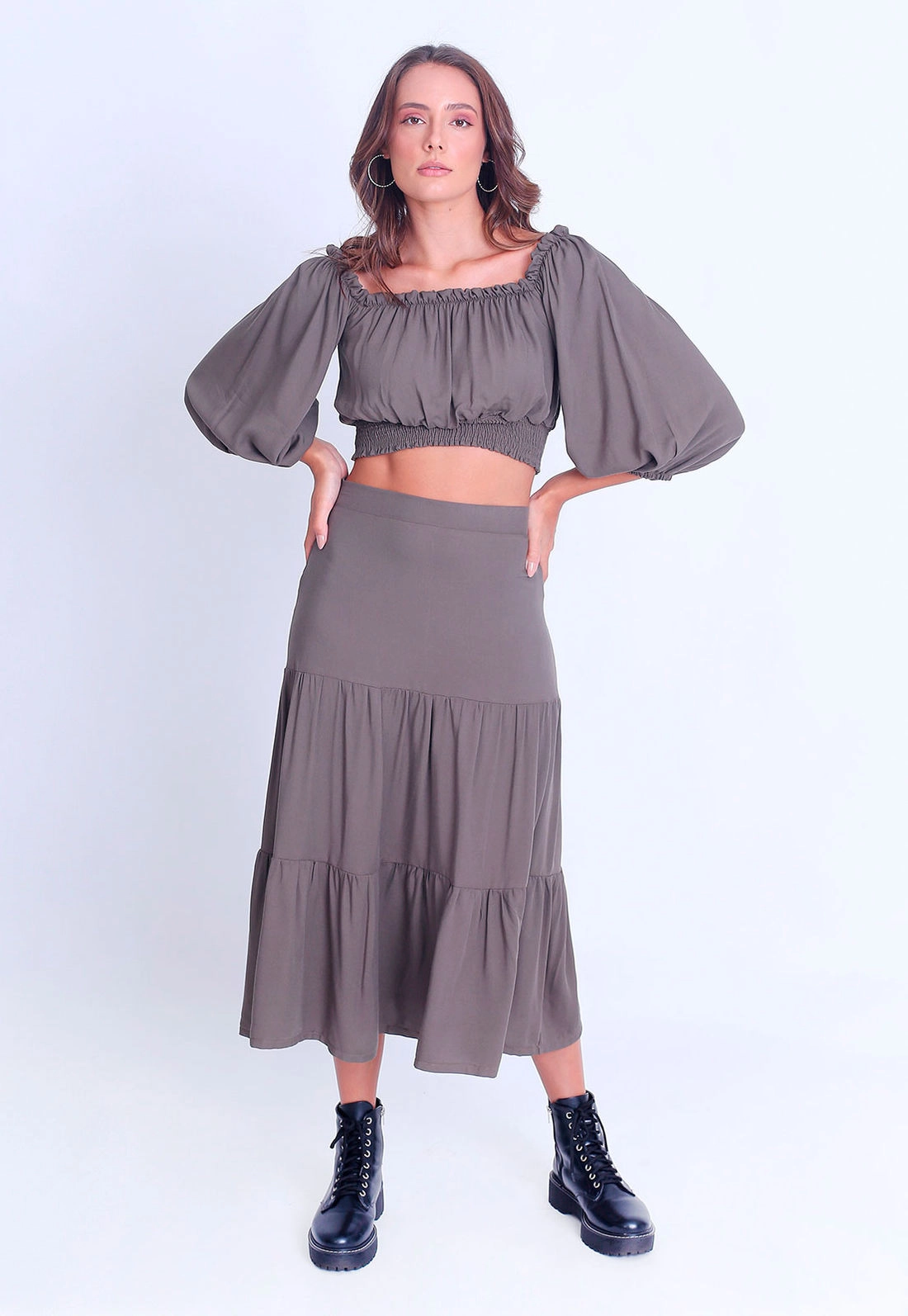 Saia Viscose Midi Camadas