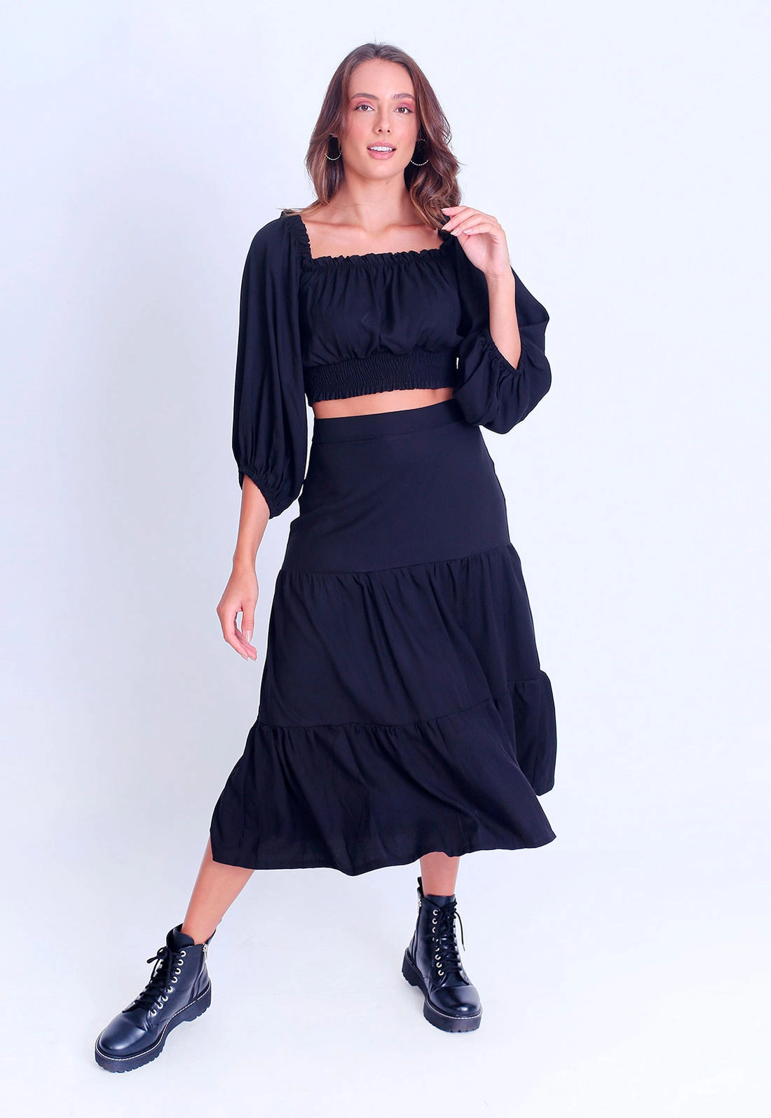 Saia Viscose Midi Camadas