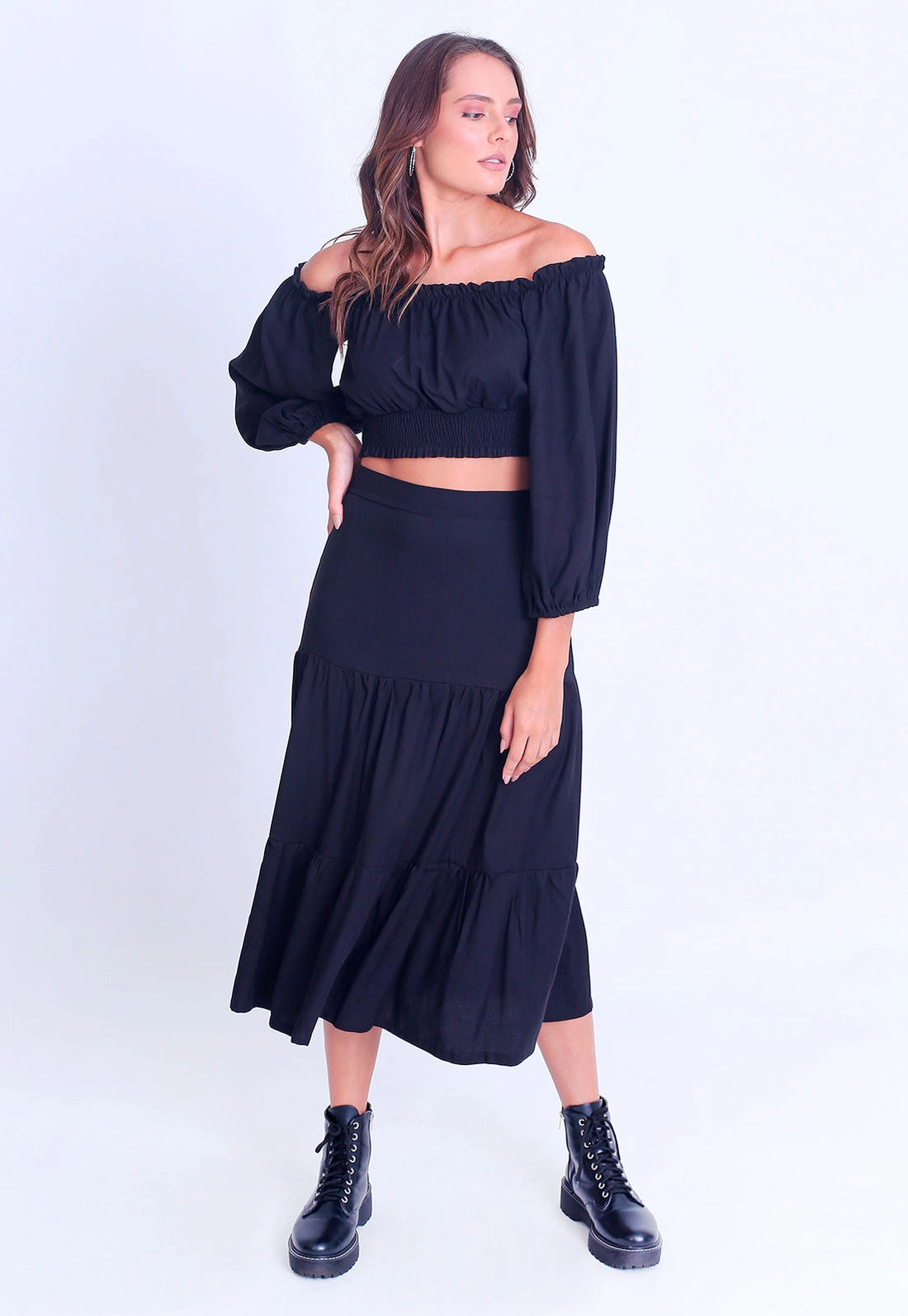 Saia Viscose Midi Camadas