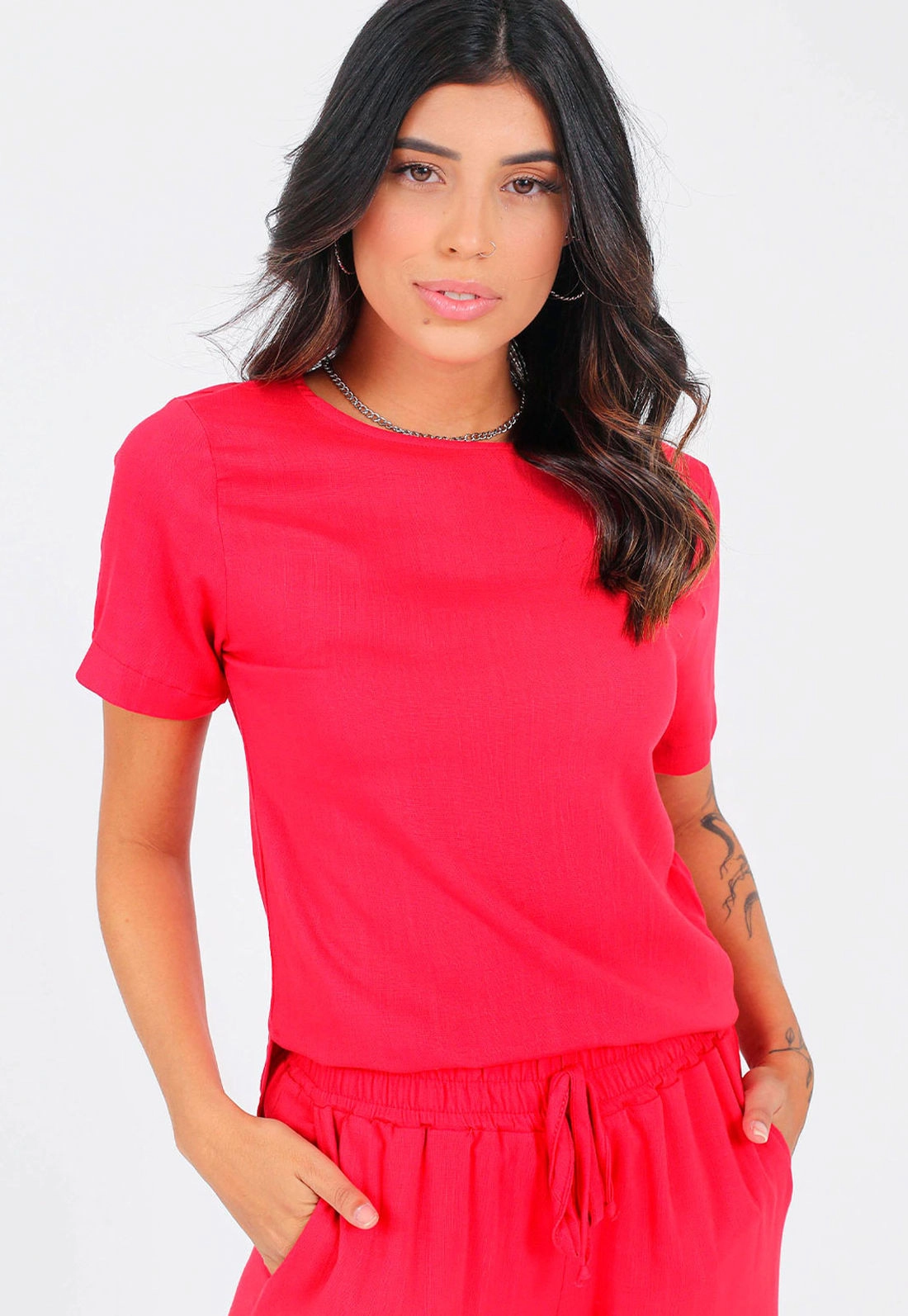 Blusa Manga Curta Viscose Basic