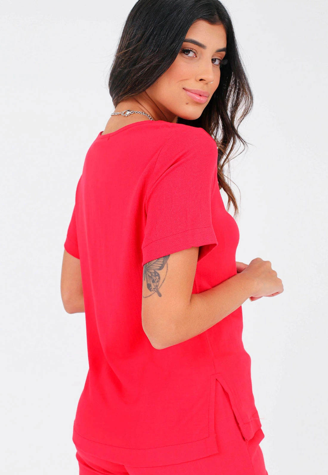 Blusa Manga Curta Viscose Basic