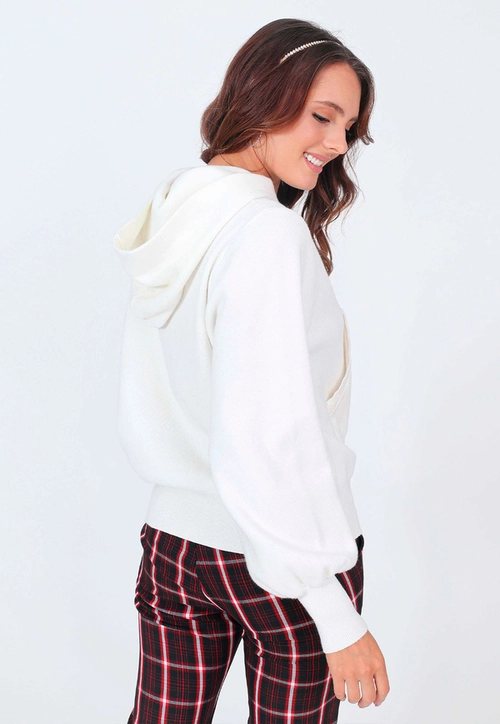 Blusa Tricô Bolsos Capuz g