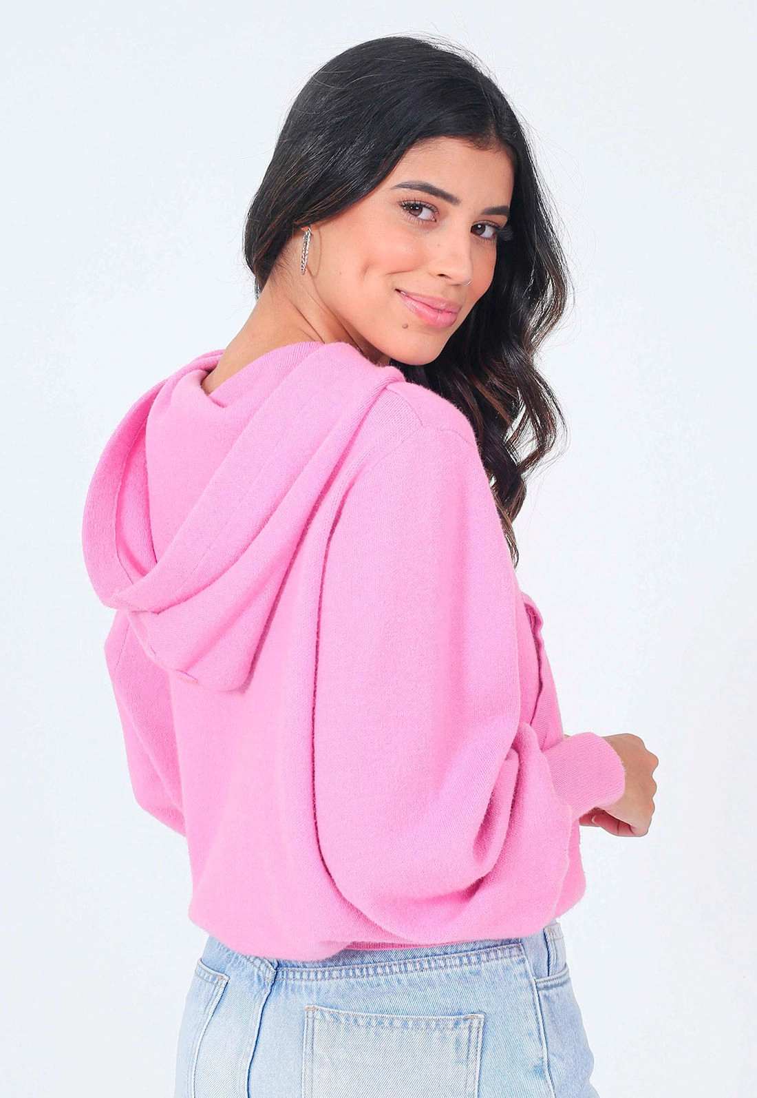 Blusa Tricô Bolsos Capuz g