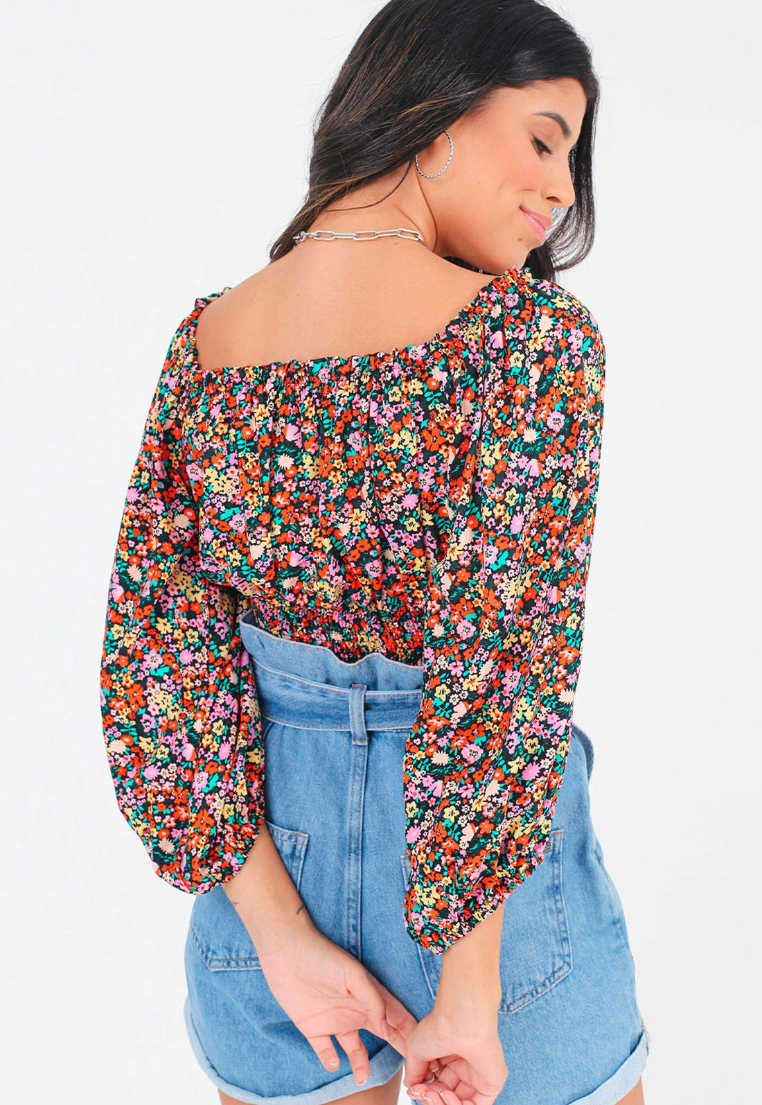 Blusa Cropped Manga Longa Liberty