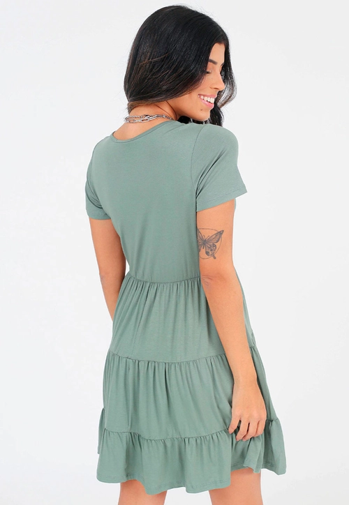 Vestido Manga Curta Babados Marias