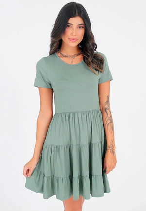 Vestido Manga Curta Babados Marias