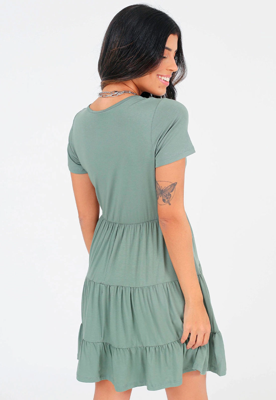 Vestido Manga Curta Babados Marias