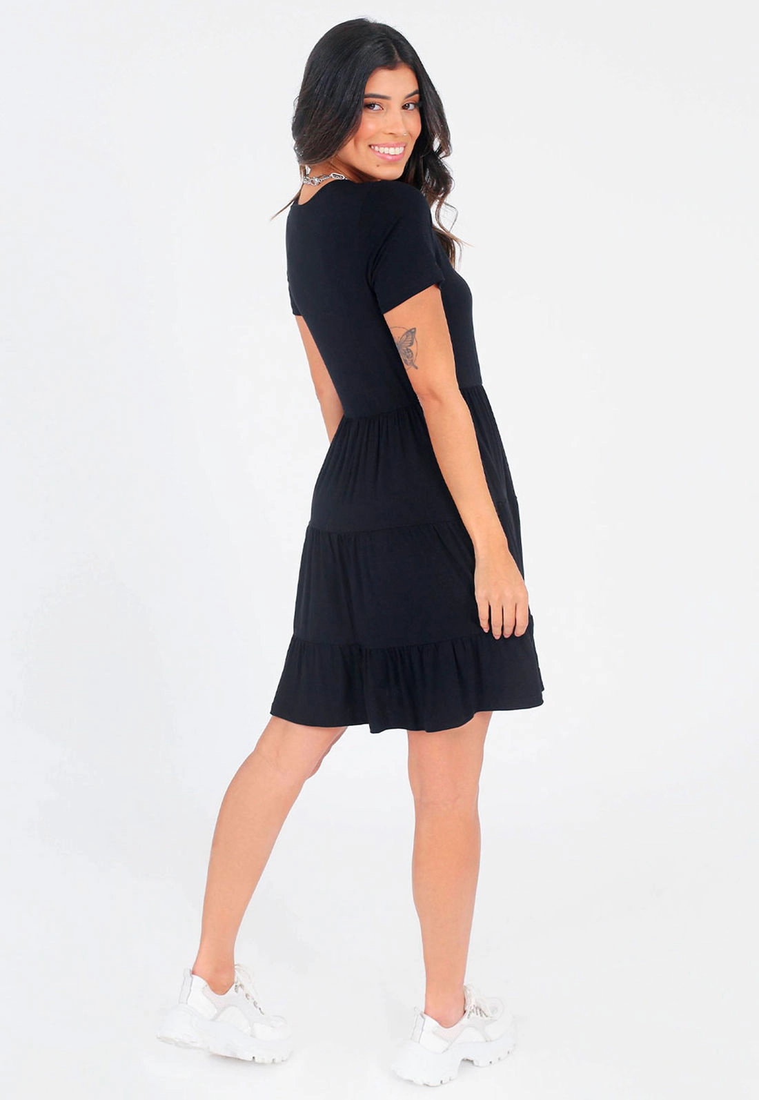 Vestido Manga Curta Babados Marias