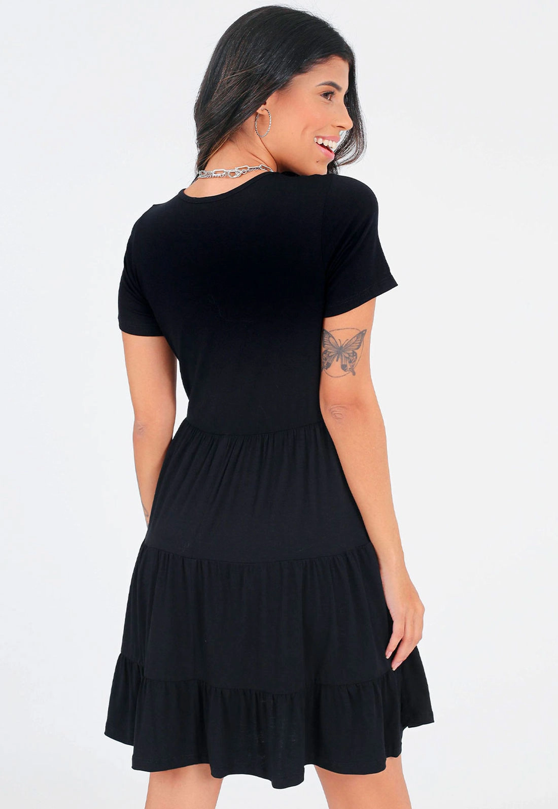 Vestido Manga Curta Babados Marias