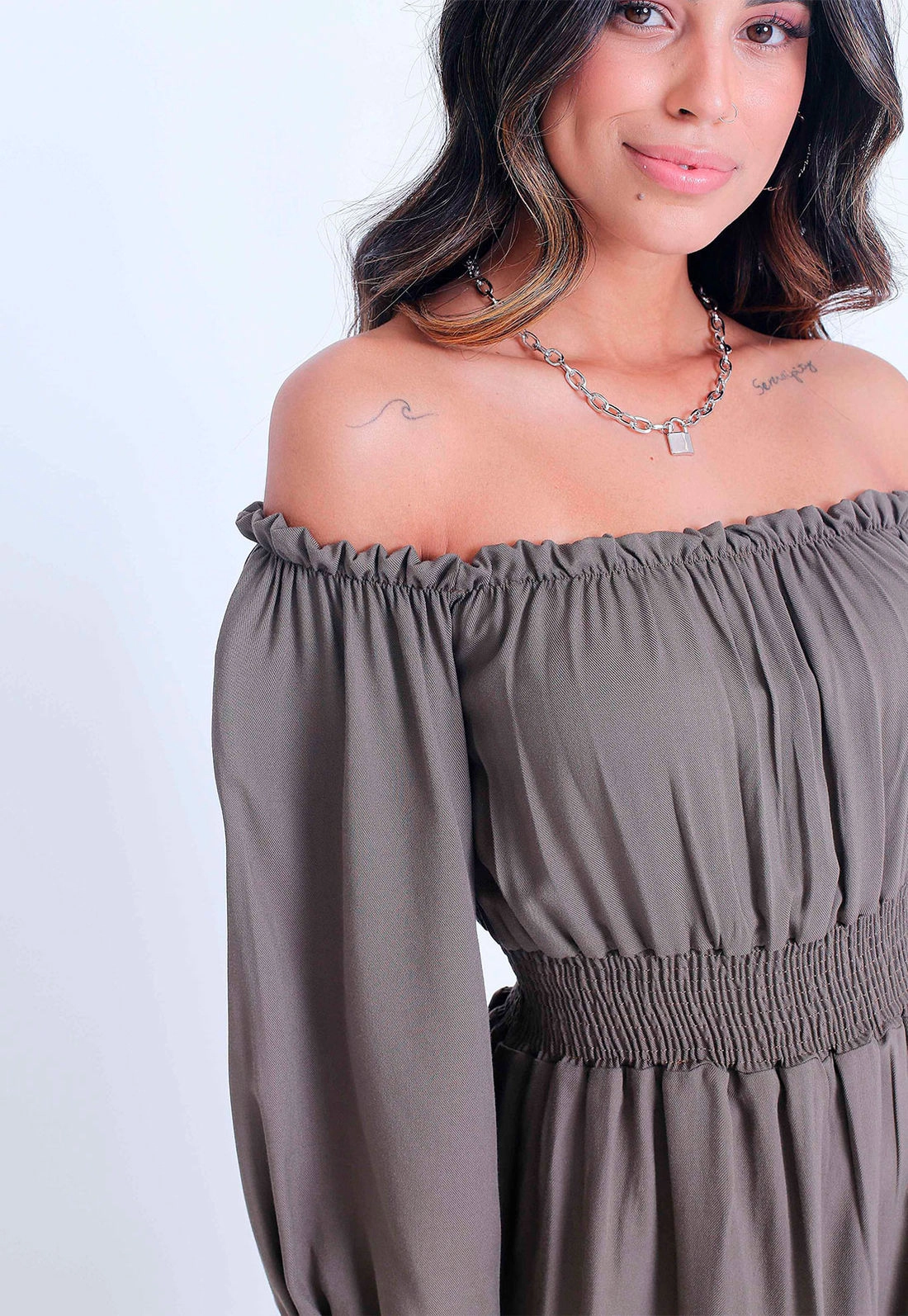 Vestido Viscose Manga 7/8