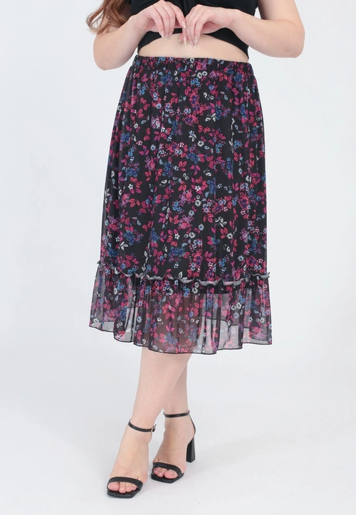 Saia Midi Tule Floral