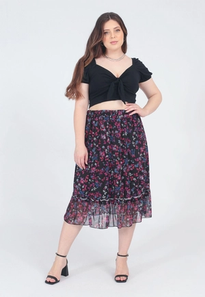 Saia Midi Tule Floral