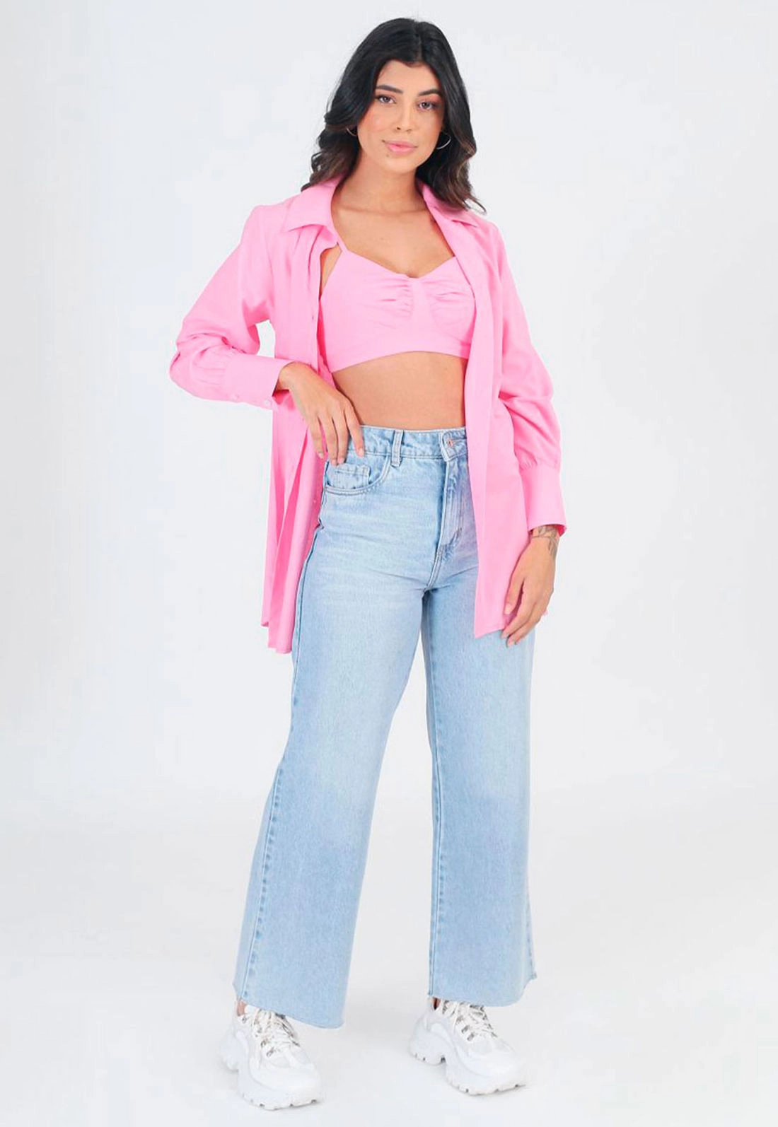 Camisa Tricoline Com Top