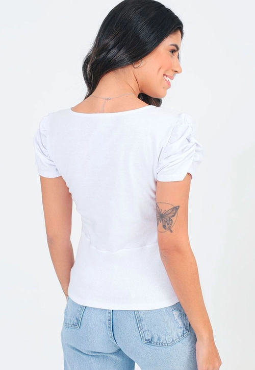 Blusa Manga Curta Ribana Corset