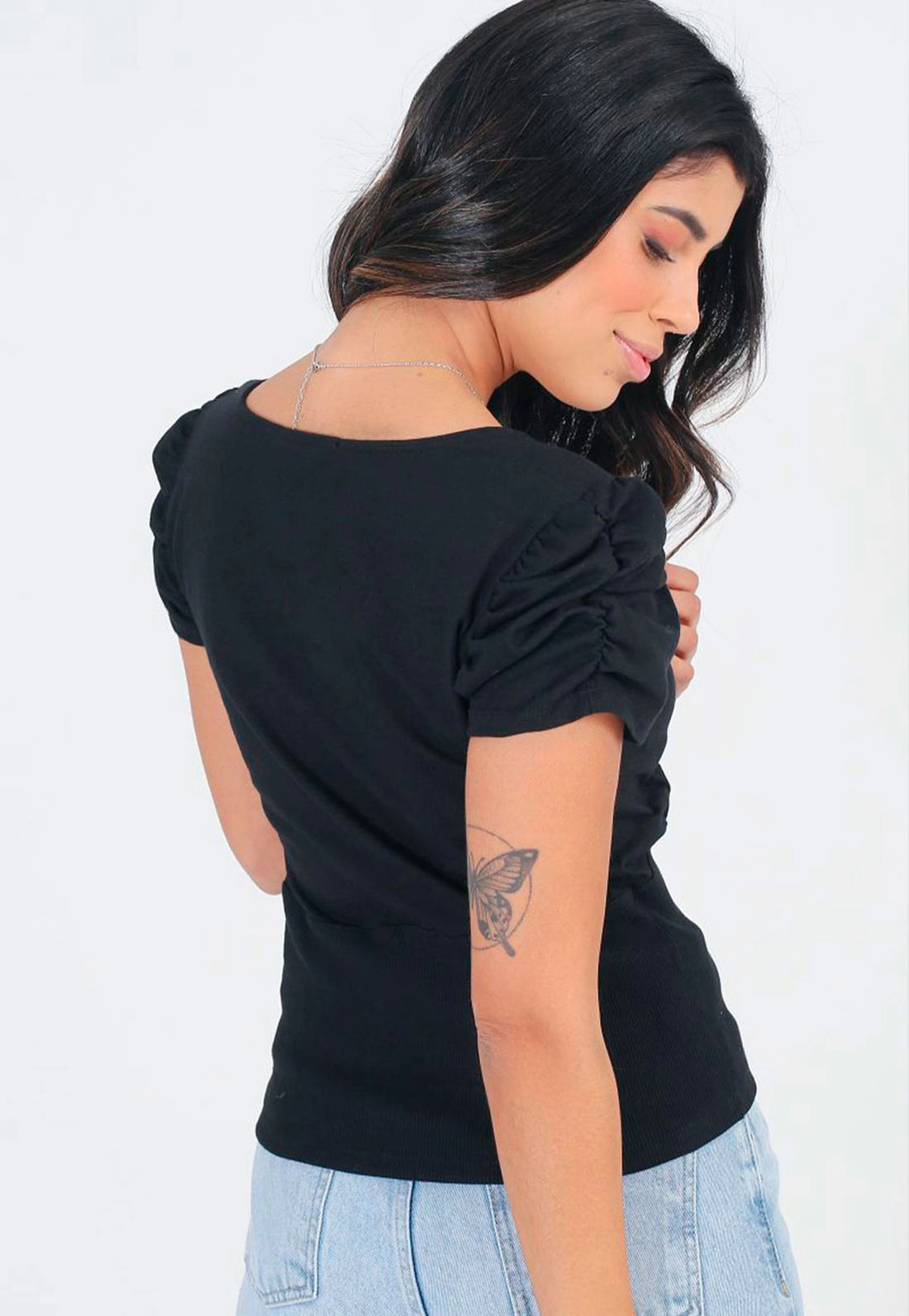Blusa Manga Curta Ribana Corset