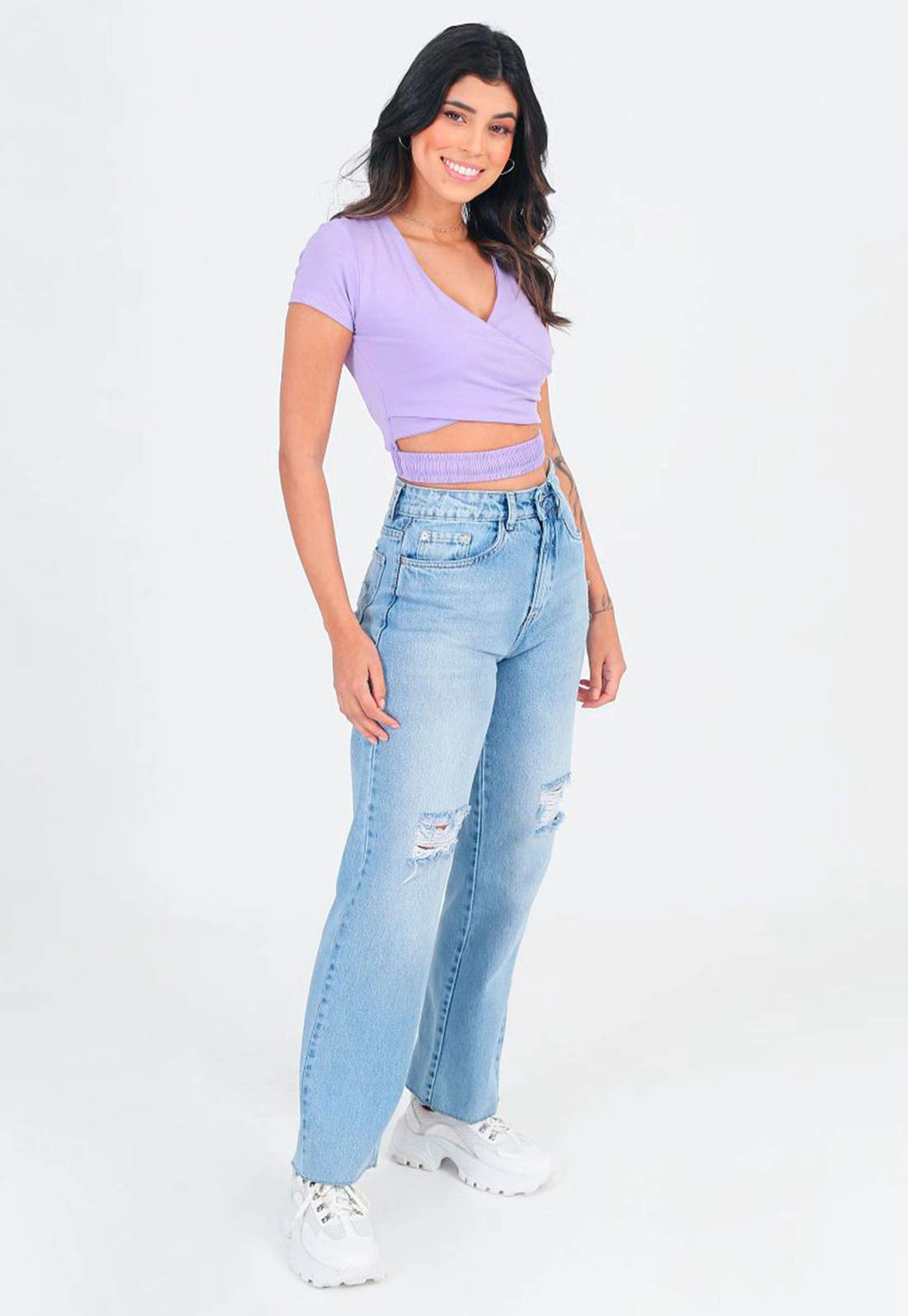 Blusa Cropped Transpassada