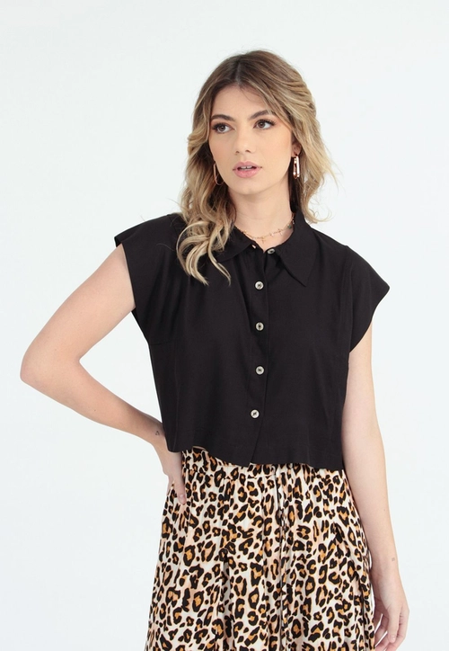 Camisa Cropped Manga Curta