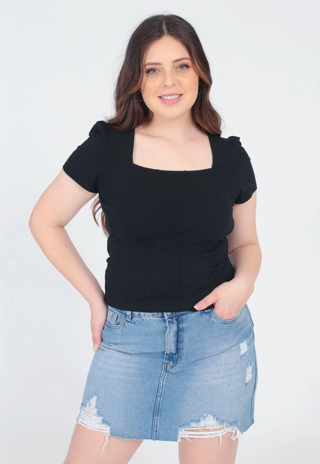 Blusa Cotton Decote Quadrado