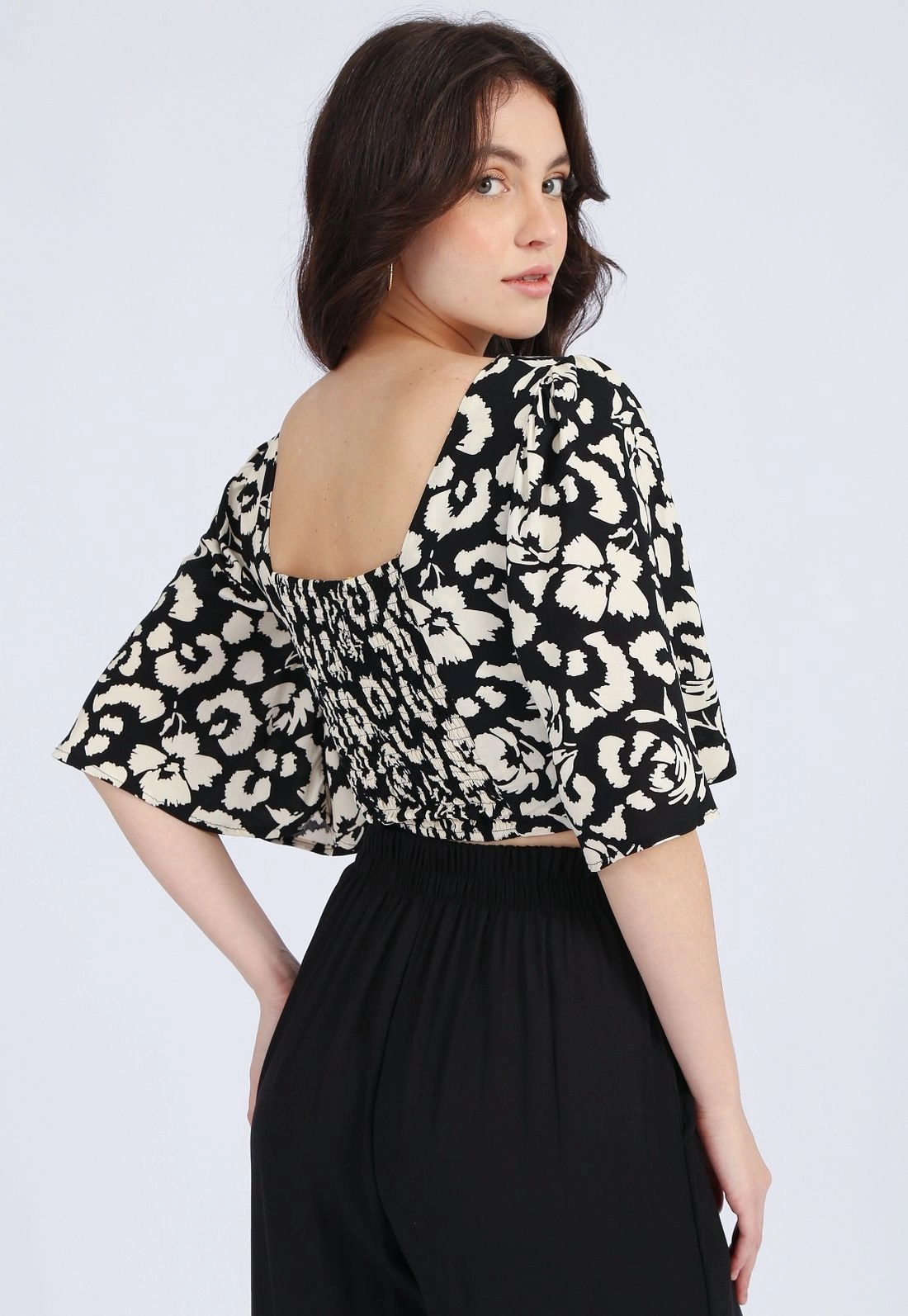 Blusa Cropped Animal Print