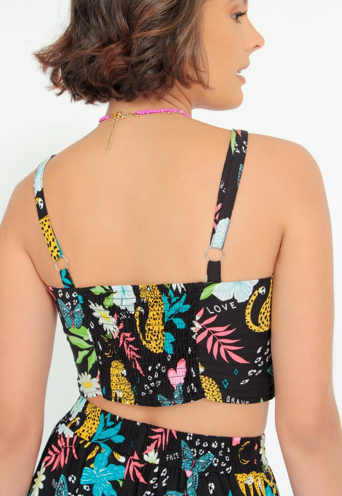 Blusa Cropped Viscose Onça