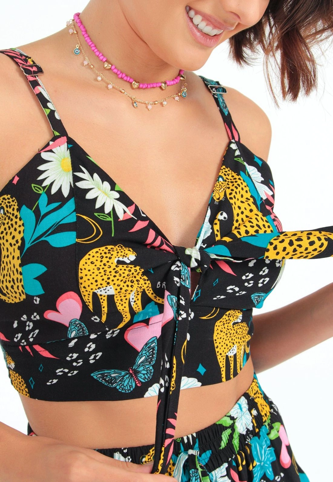 Blusa Cropped Viscose Onça