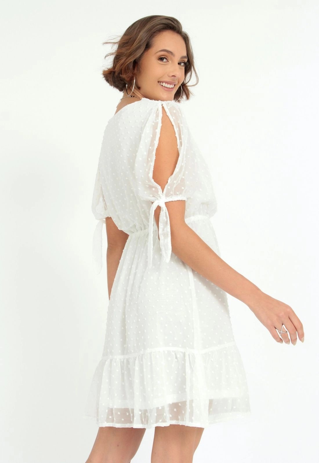 Vestido Crepe Manga Curta