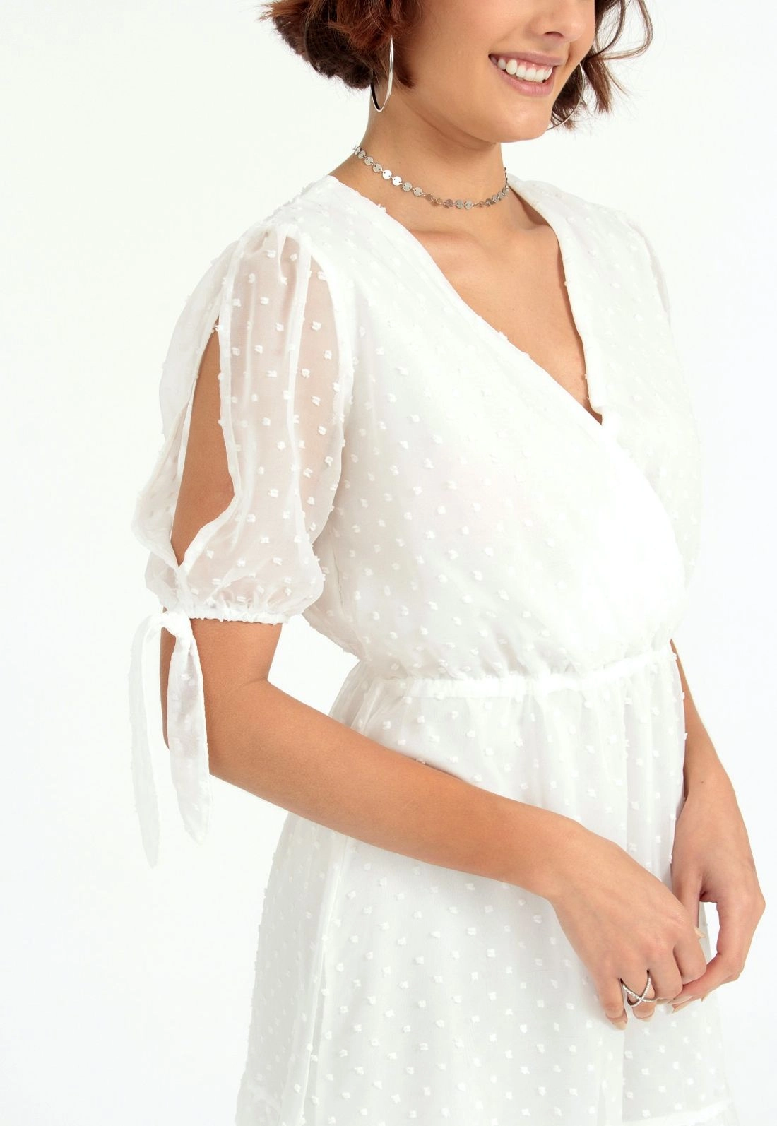 Vestido Crepe Manga Curta